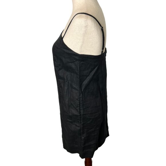Madewell Womens $98 Goldie Mini Dress 100% Linen Black Size 14 NL087 - Picture 4 of 6